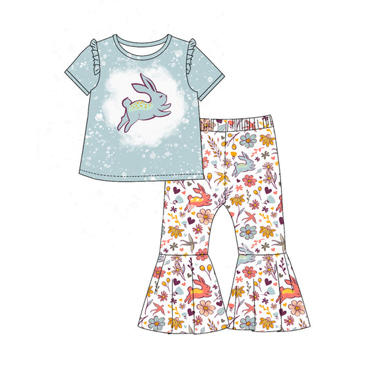 pre order floral rabbit girls easter pants set