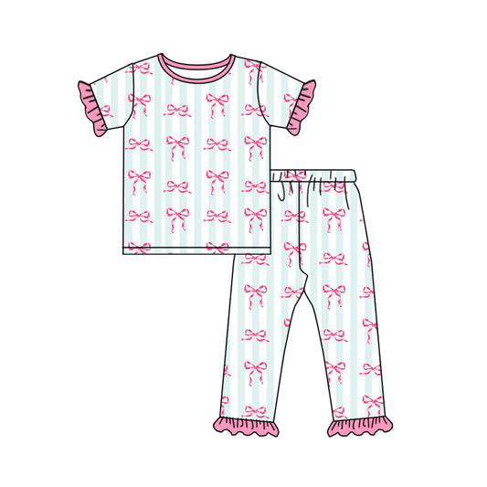 pre order girl stripe&bow pajama set