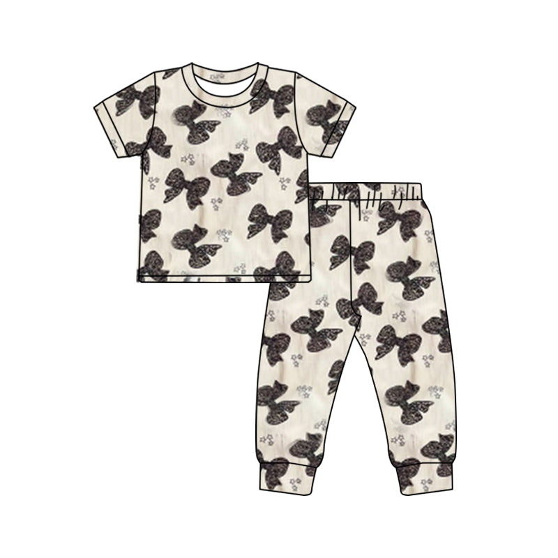 pre order kids short sleeve black coquette pajama set