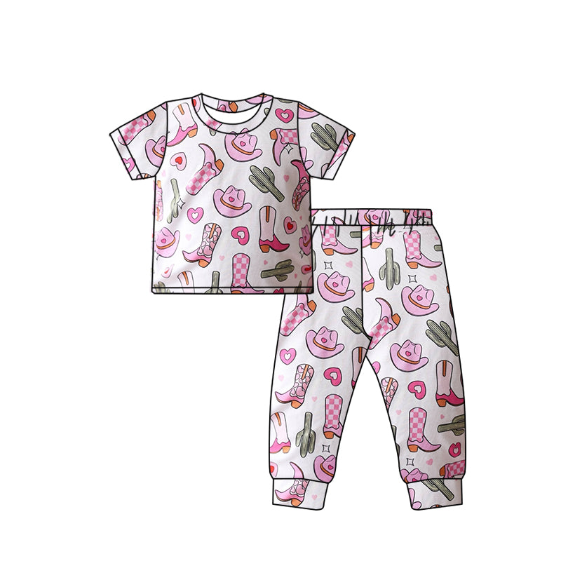 pre order kids short sleeve cowgirl pajama set