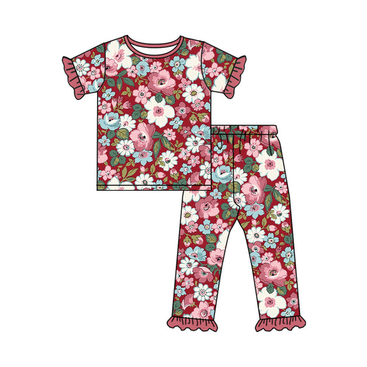 pre order baby girl short sleeve floral pajama set