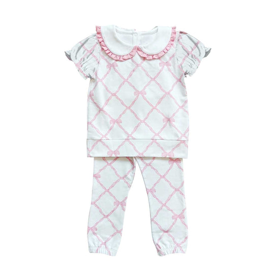 pre order pink bow collared pajama set