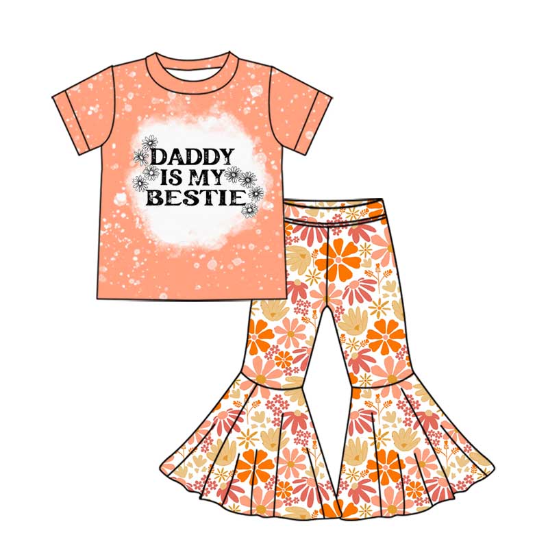 pre order daddy is my bestie floral bell bottom pants set