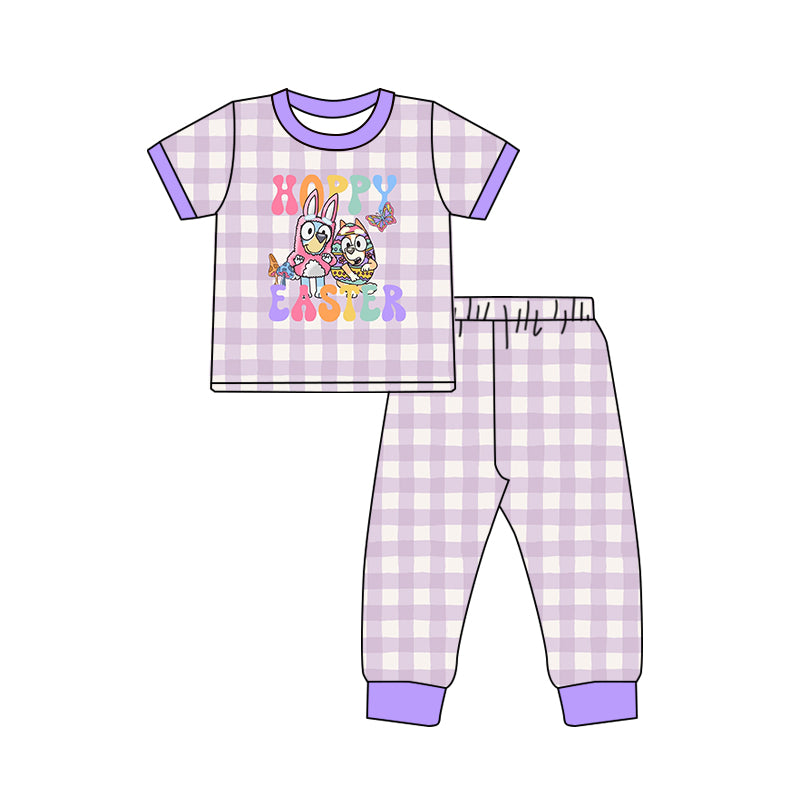 pre order happy easter purple plaid pajama set