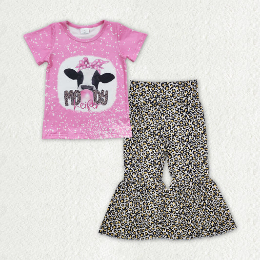 toddler girl short sleeve leopard pants outfit