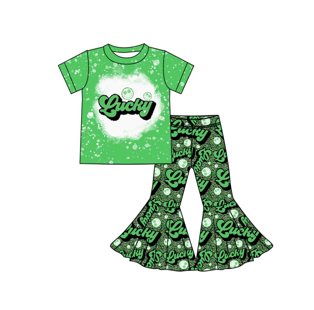 pre order st patrick lucky letters bell bottom outfit green