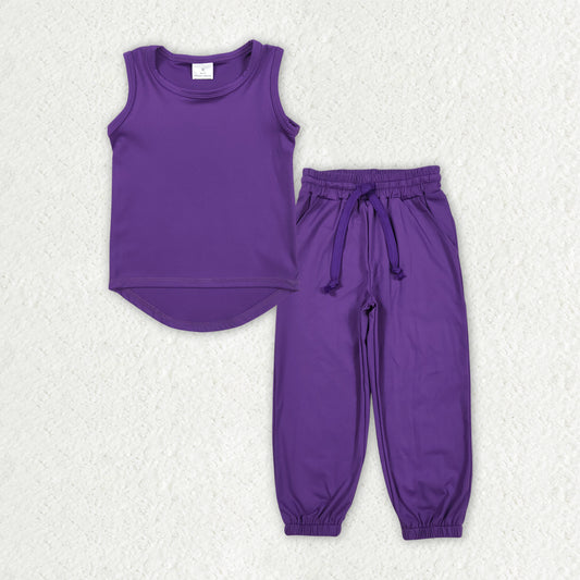 purple two pieces athletic pants set