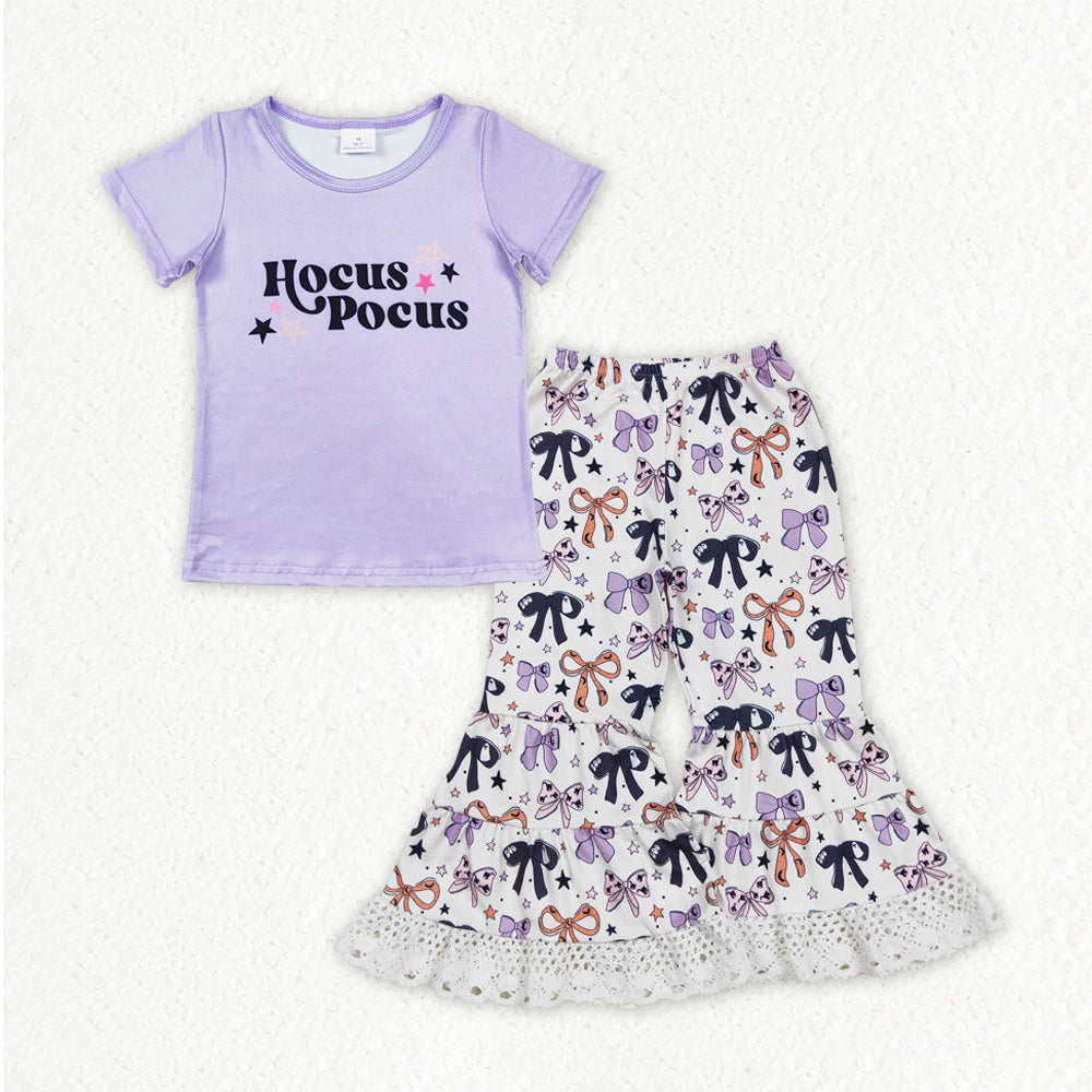 hocus pocus tee Halloween bows bell bottom outfit