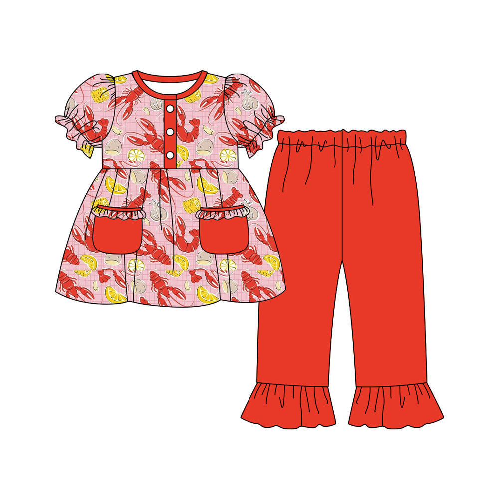 pre order short sleeve crawfish boil girl pants set