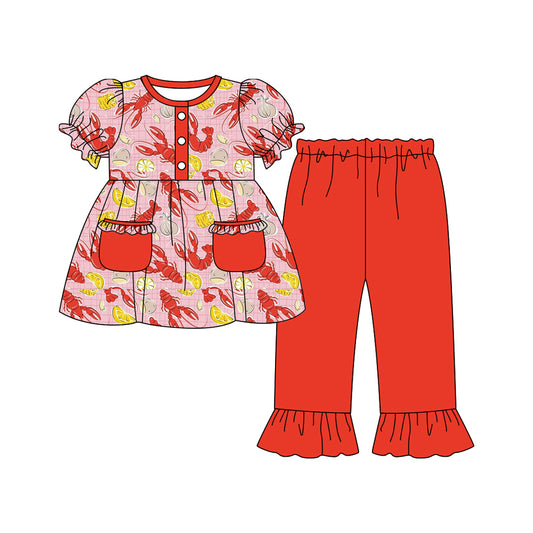 pre order short sleeve crawfish boil girl pants set
