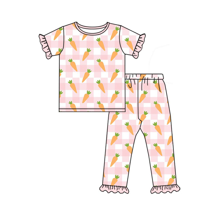 pre order easter pink plaid carrot girl pajama set