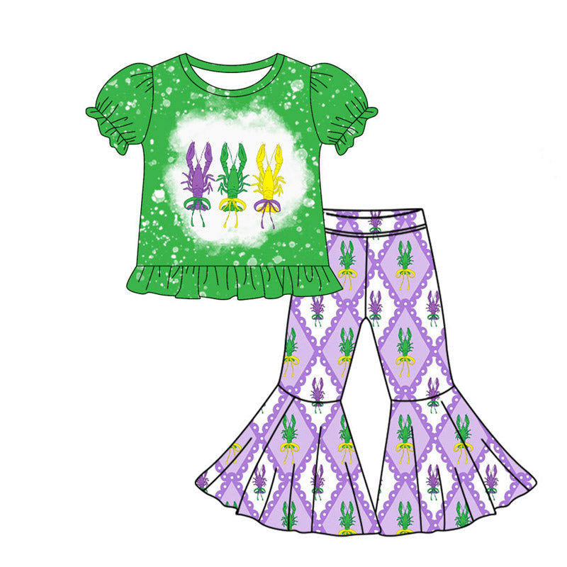 pre order mardi gras bell bottom set girl outfit