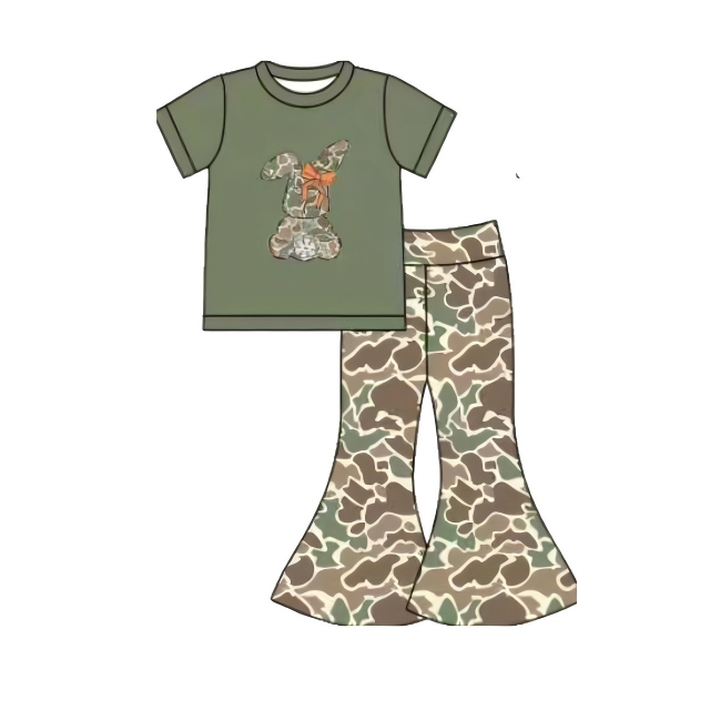 pre order camo bunny bell bottom set easter girl outfit