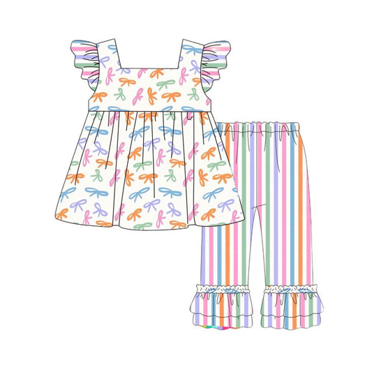 pre order colorful coquette ruffle pants set