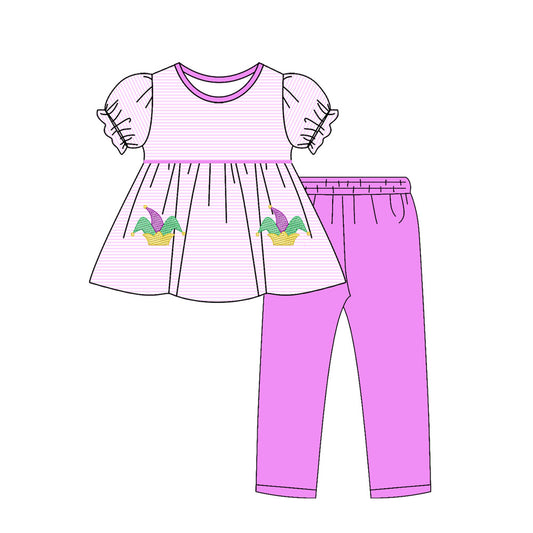 pre order mardi gras girl pants set