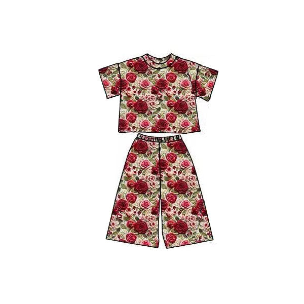 pre order flower straight pants set