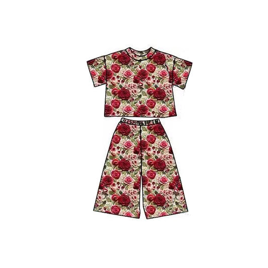 pre order flower straight pants set