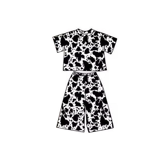 pre order cow print straight pants set