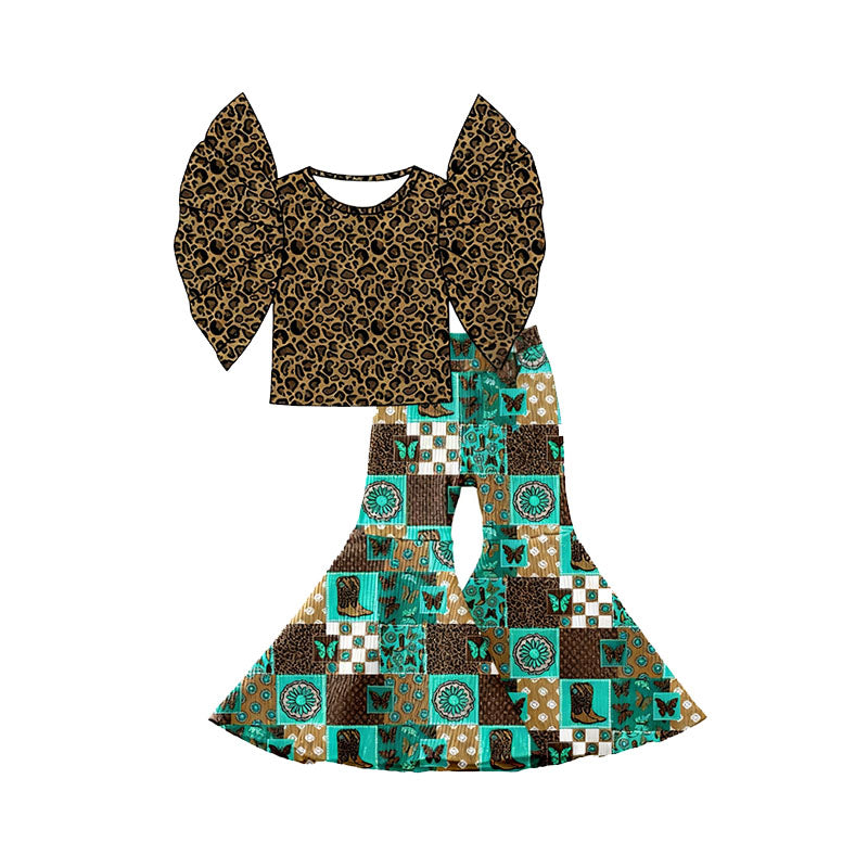 pre order patchwork bell bottom set girl outfit