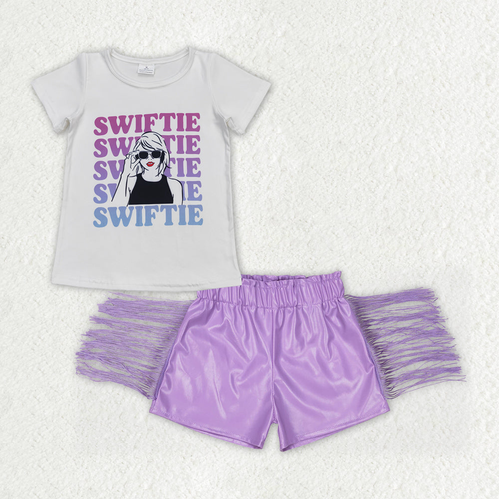 taylor swift fringe leather shorts set girl outfits