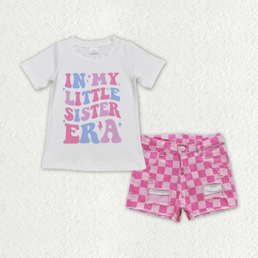 in my little sister era denim shorts set girls clothes