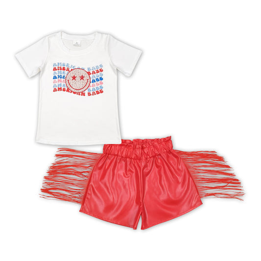 american babe red leather shorts set girl outfits