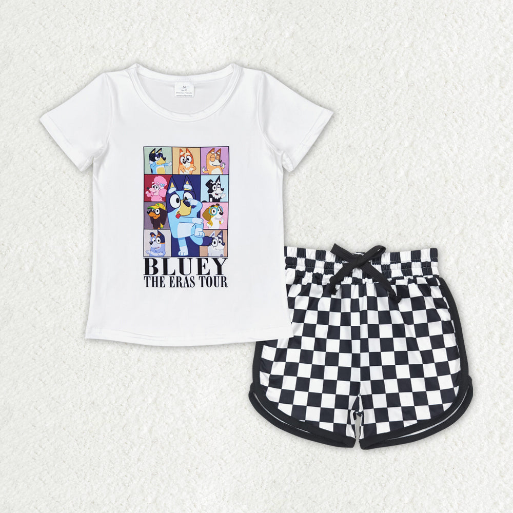 blu*y tee checkered shorts set kids girls clothes