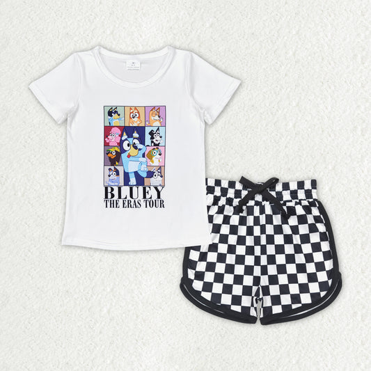 blu*y tee checkered shorts set kids girls clothes