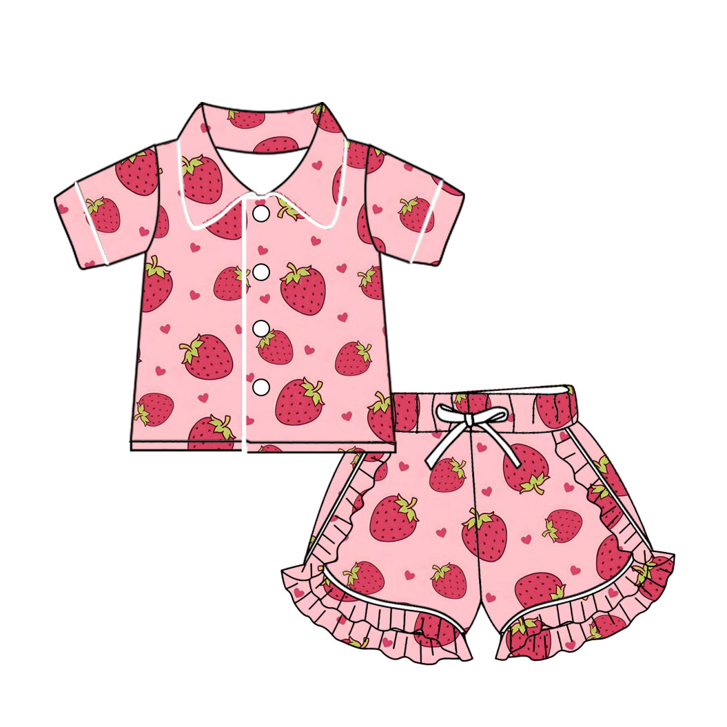 pre order strawberry print girl summer pajama