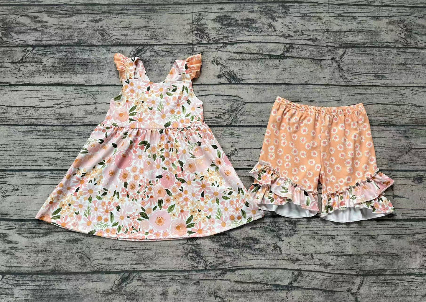 pre order summer girl floral shorts set