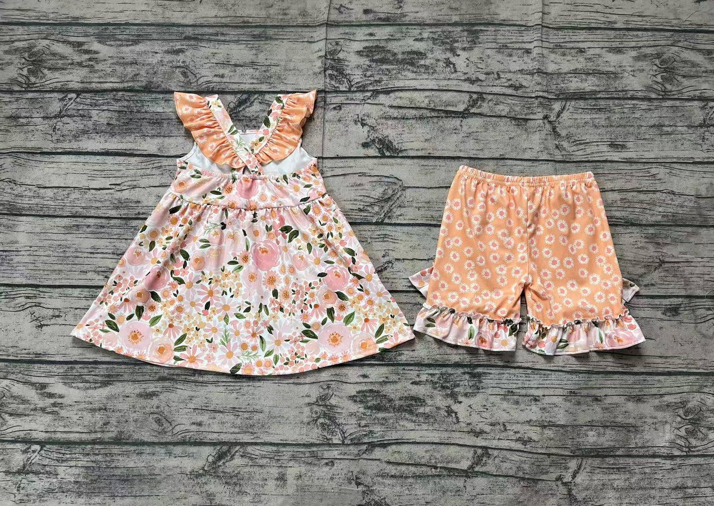 pre order summer girl floral shorts set