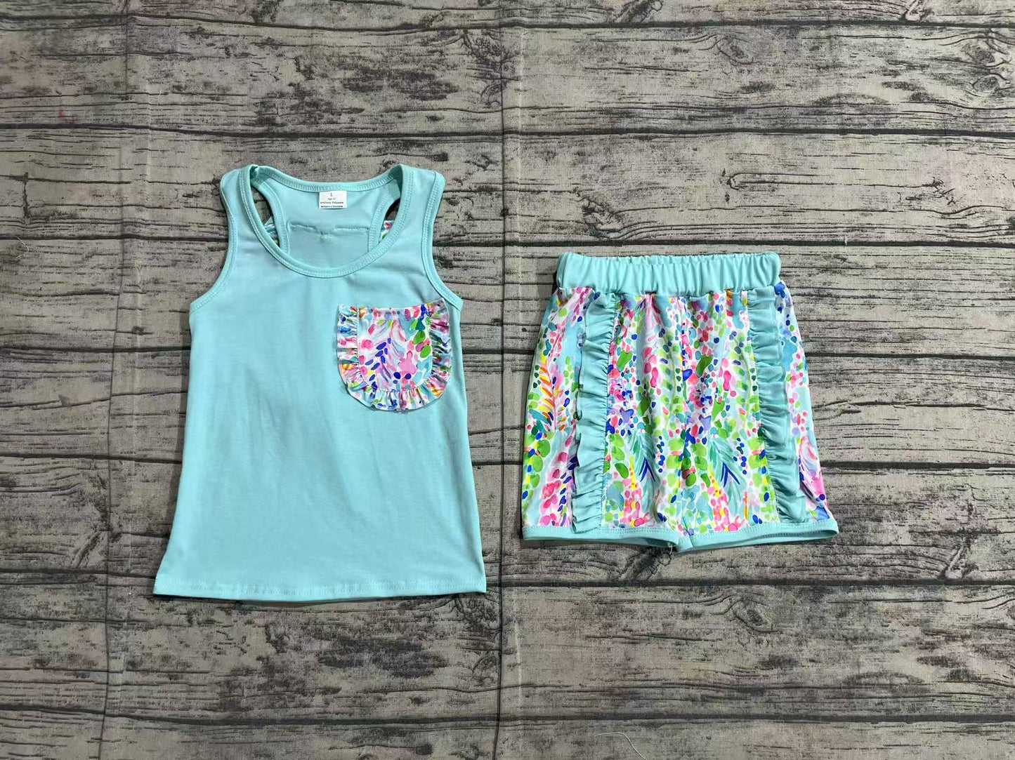 pre order blue lilly tank shorts set girls clothes