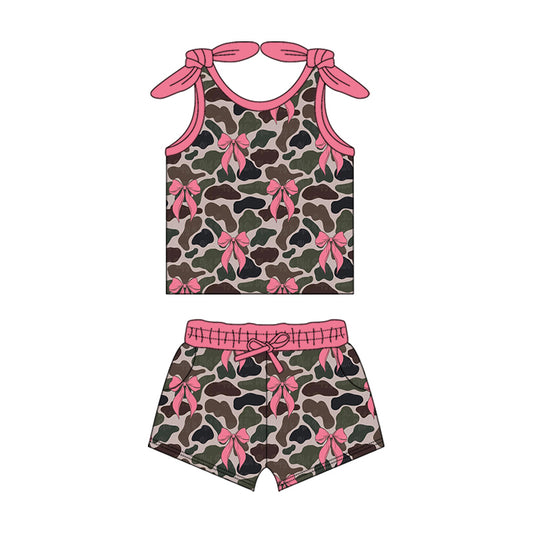 pre order camo with bows tank shorts set