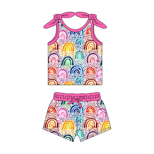 pre order rainbow print tank shorts set