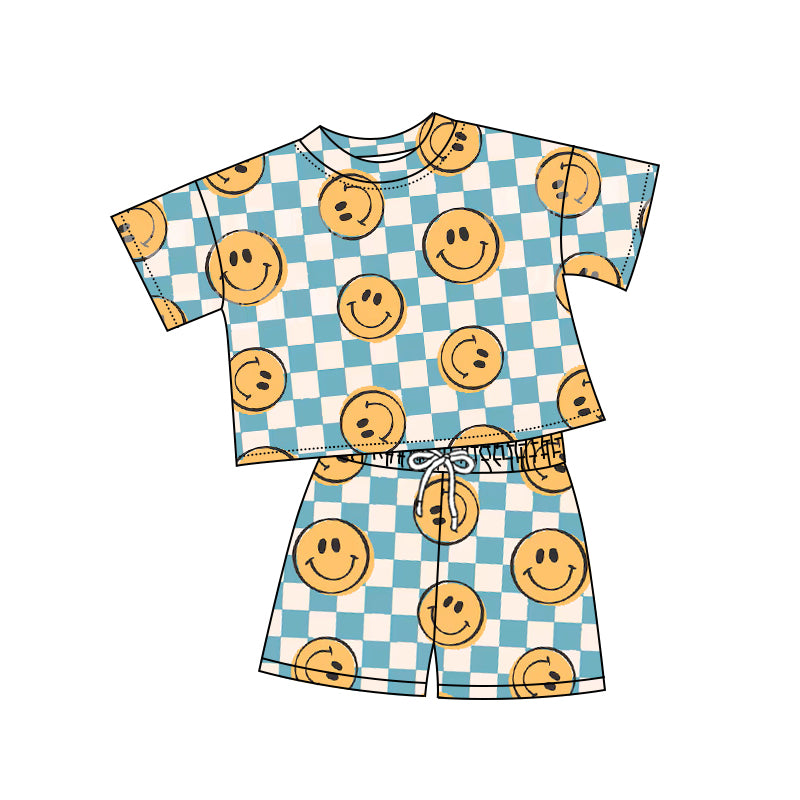 pre order child checkered smiley shorts set