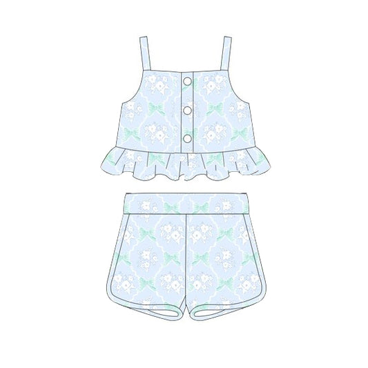 pre order strap floral shorts set