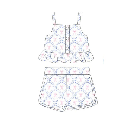 pre order strap floral shorts set