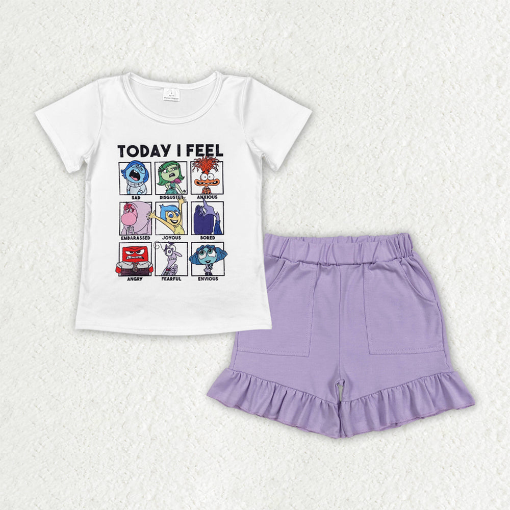today i feel cartoon tee pocket shorts set