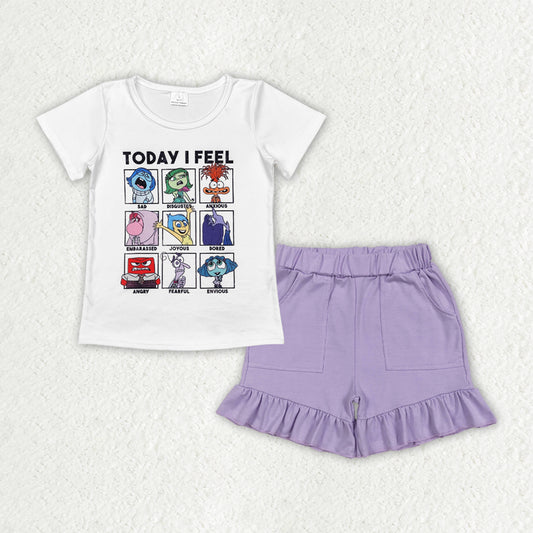 today i feel cartoon tee pocket shorts set