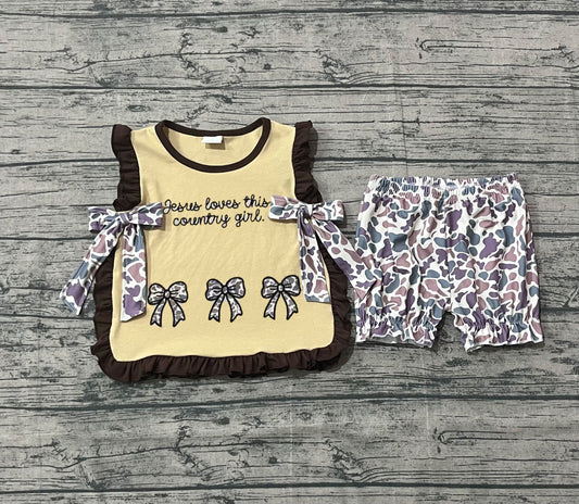 Pre order jesus loves this country girl camo girl bloomer set (do embroidery)