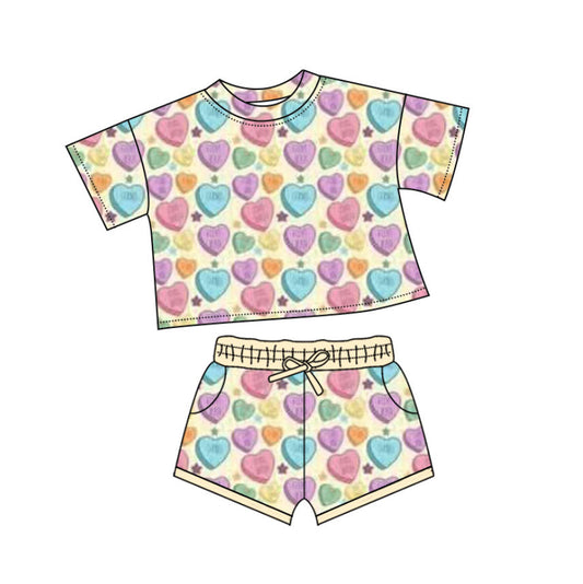 pre order valentine's day girl shorts set