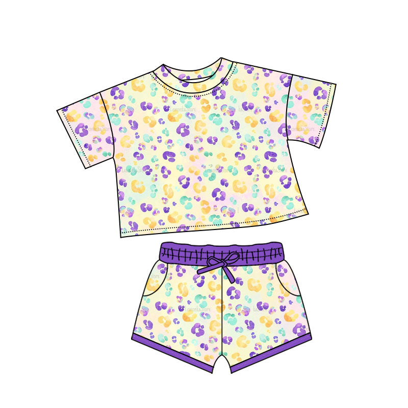 pre order mardi gras girl shorts set