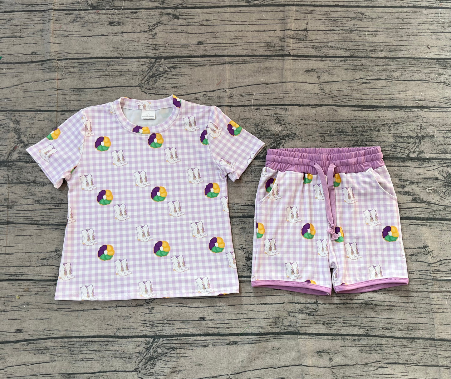 pre order mardi gras girl shorts set