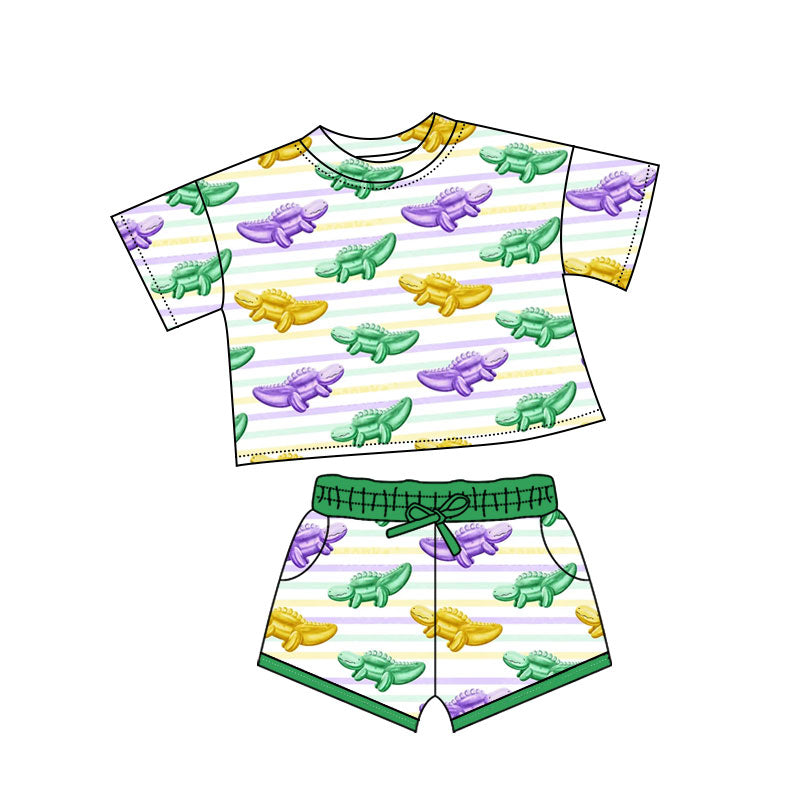 pre order mardi gras girl shorts set