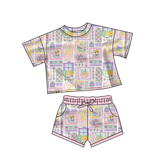 pre order mardi gras girl shorts set