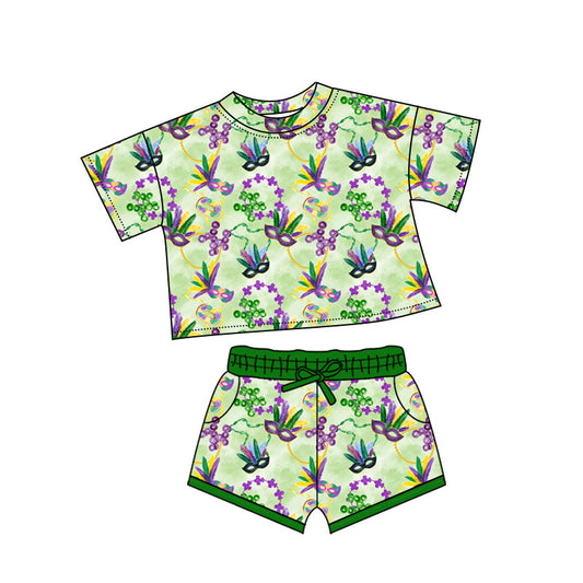 pre order mardi gras girl shorts set