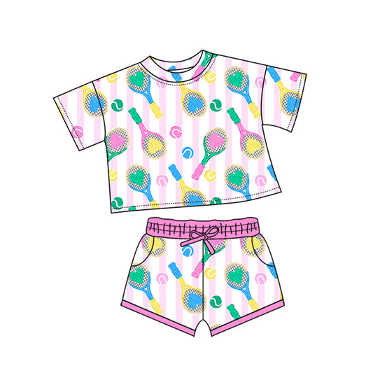 pre order tennis heart girl shorts set