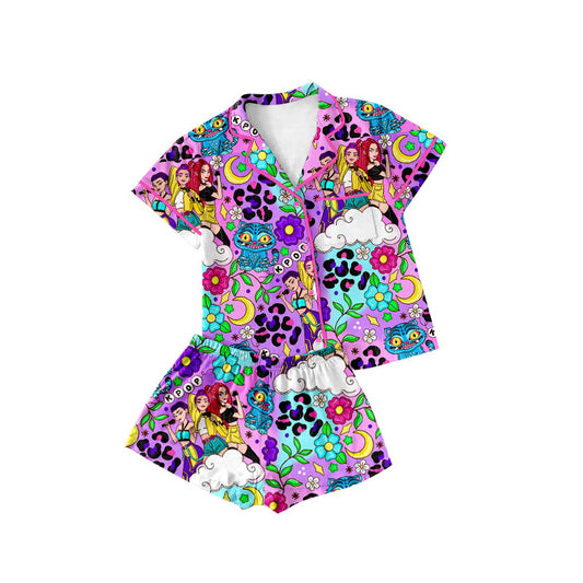 pre order k-pop button down shorts pajama set