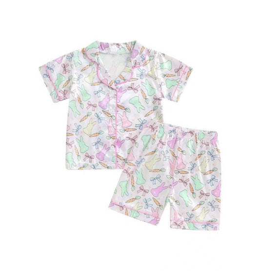 pre order colorful peeps and coquette button down shorts pajama