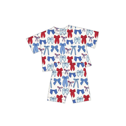 pre order red white blue coquette shorts set